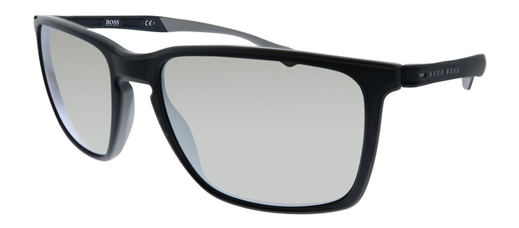 Hugo Boss BOSS 1114/S O6W Rectangle Plastic Black Sunglasses with Grey Lens