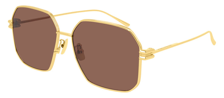 Bottega Veneta BV 1047S 002 Square Metal Gold Sunglasses with Brown Lens