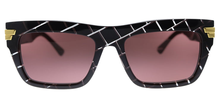 Bottega Veneta BV 1058S 003 Rectangle Acetate Burgundy Sunglasses with Pink Lens