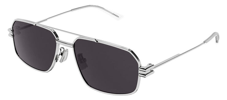 Bottega Veneta BV 1128S 003 Rectangle Metal Silver Sunglasses with Grey Lens