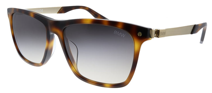 BMW BW 0002-H 53B Square Plastic Havana Sunglasses with Grey Gradient Lens