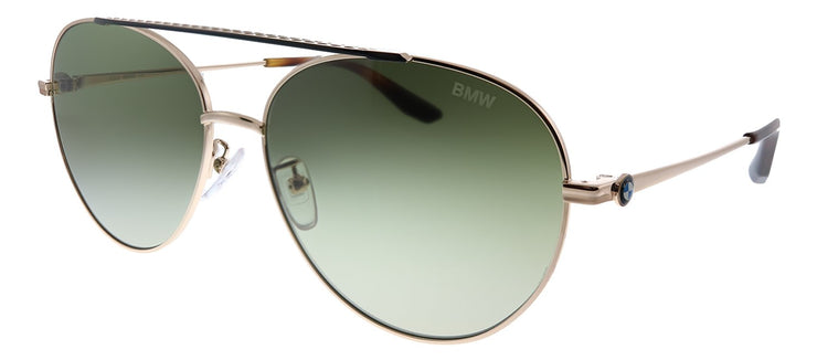 BMW BW 0006 28P Aviator Metal Gold Sunglasses with Green Gradient Lens