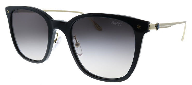 BMW BW 0008 01B Square Plastic Black Sunglasses with Grey Gradient Lens