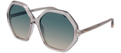Chloe CH 0008S 002 Geometric Plastic Pink Sunglasses with Green Gradient Lens