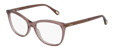 Chloe CH 0013O 006 Rectangle Plastic Pink Eyeglasses with Logo Stamped Demo Lenses