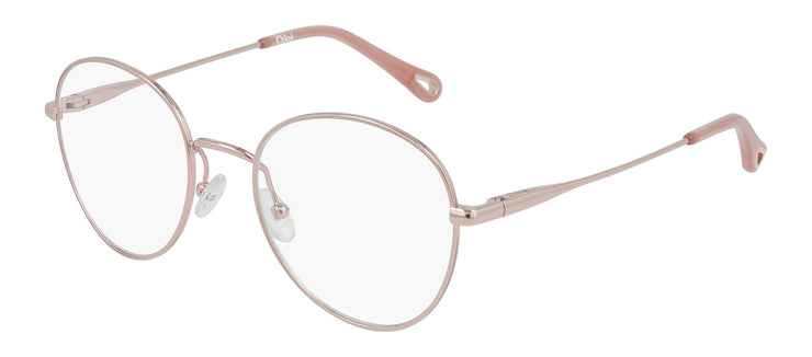 Chloe CH 0021O 002 Round Metal Red Eyeglasses with Logo Stamped Demo Lenses