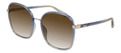 Chloe CH 0031S 003 Square Plastic Blue Sunglasses with Brown Gradient Lens