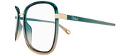 Chloe CH 0034O 010 Square Plastic Green Eyeglasses with Logo Stamped Demo Lenses