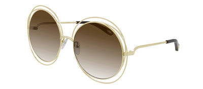 Chloe CH 0045S 004 Round Metal Gold Sunglasses with Brown Gradient Lens