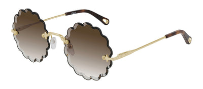 Chloe CH 0047S 001 Fashion Metal Gold Sunglasses with Brown Gradient Lens