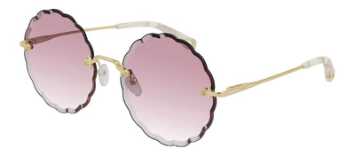 Chloe CH 0047S 003 Fashion Metal Gold Sunglasses with Pink Gradient Lens