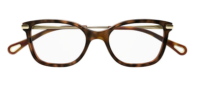 Chloe CH 0059O 009 Cat-Eye Plastic Havana Eyeglasses with Logo Stamped Demo Lenses