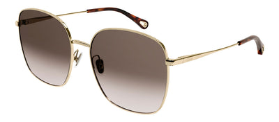 Chloe CH 0076S 001 Square Metal Gold Sunglasses with Brown Gradient Lens