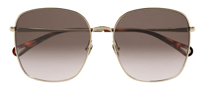 Chloe CH 0076S 001 Square Metal Gold Sunglasses with Brown Gradient Lens