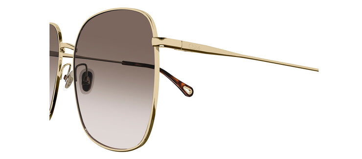 Chloe CH 0076S 001 Square Metal Gold Sunglasses with Brown Gradient Lens