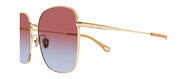 Chloe CH 0076S 005 Square Metal Gold Sunglasses with Red Gradient Lens