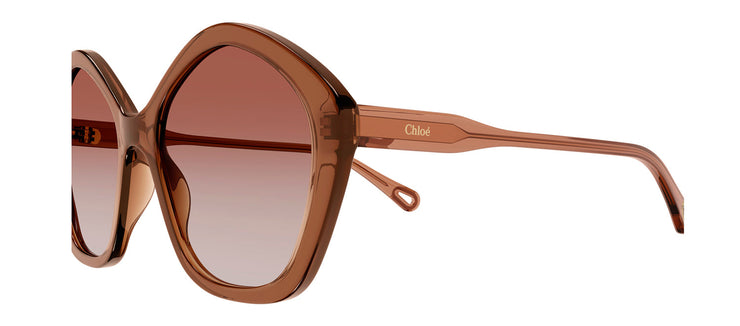 Chloe CH 0082S 002 Geometric Plastic Brown Sunglasses with Orange Gradient Lens