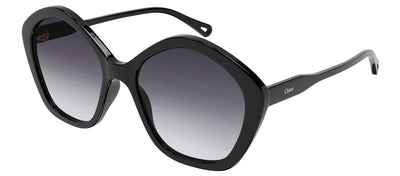 Chloe CH 0082S 005 Geometric Plastic Black Sunglasses with Blue Gradient Lens