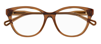 Chloe CH 0085O 002 Cat-Eye Plastic Brown Eyeglasses with Logo Stamped Demo Lenses