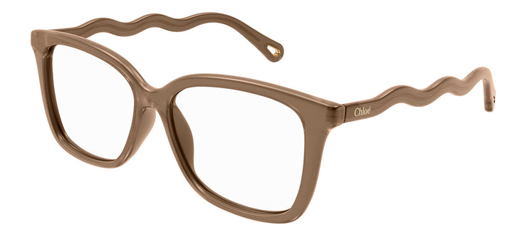 Chloe CH 0090O 008 Rectangle Plastic Nude Eyeglasses with Logo Stamped Demo Lenses