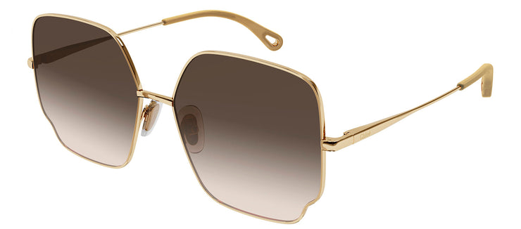 Chloe CH 0092S 005 Square Metal Gold Sunglasses with Brown Gradient Lens
