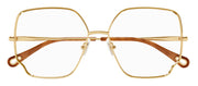 Chloe CH 0096O 005 Square Metal Gold Eyeglasses with Logo Stamped Demo Lenses