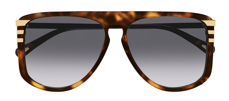 Chloe CH 0104S 007 Flat-top Plastic Havana Sunglasses with Grey Gradient Lens