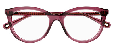 Chloe CH 0117O 004 Cat-Eye Plastic Pink Eyeglasses with Logo Stamped Demo Lenses