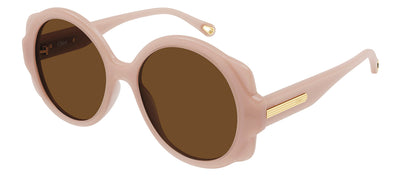Chloe CH 0120S 003 Round Plastic Nude Sunglasses with Brown Lens