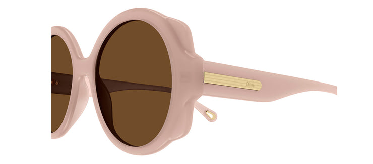 Chloe CH 0120S 003 Round Plastic Nude Sunglasses with Brown Lens