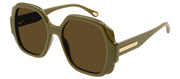 Chloe CH 0121S 004 Square Plastic Green Sunglasses with Brown Lens