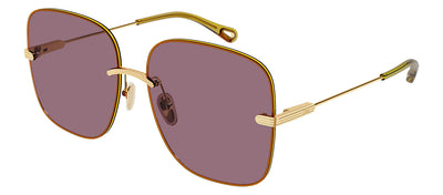 Chloe CH 0134S 003 Rimless Metal Gold Sunglasses with Purple Lens