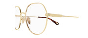 Chloe CH 0137O 005 Geometric Metal Gold Eyeglasses with Logo Stamped Demo Lenses