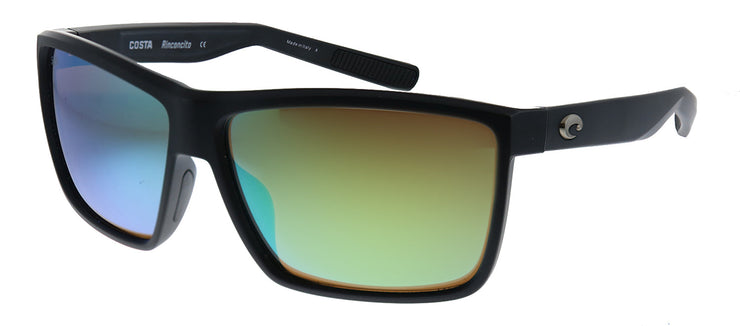 Costa Del Mar RINCONCITO 9016 901616 Rectangle Plastic Black Sunglasses with Green Mirror Lens