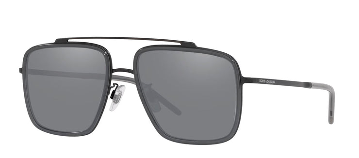 Dolce & Gabbana DG 2220 11066G Square Metal Grey Sunglasses with Grey Mirror Lens