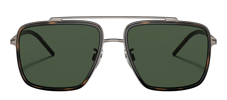 Dolce & Gabbana DG 2220 13359A Square Metal Havana Sunglasses with Green Polarized Lens