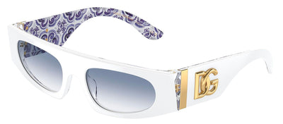 Dolce & Gabbana DG 4411 337119 Rectangle Plastic White Sunglasses with Blue Gradient Lens