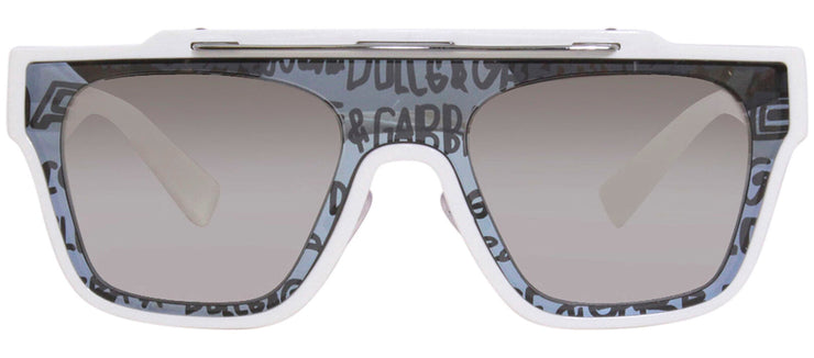 Dolce & Gabbana DG 6125 33126V Flat-Top Plastic White Sunglasses with Silver Mirror Lens