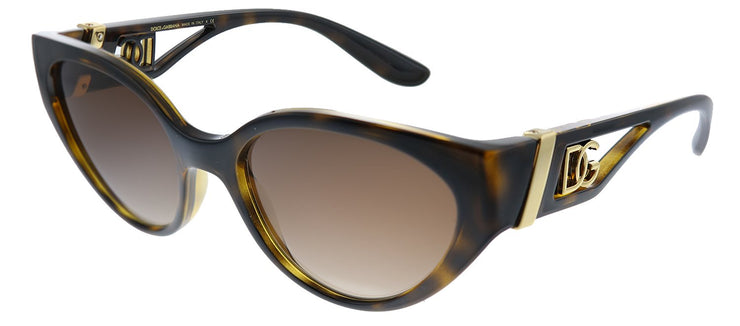 Dolce & Gabbana DG 6146 502/13 Cat-Eye Plastic Havana Sunglasses with Brown Gradient Lens