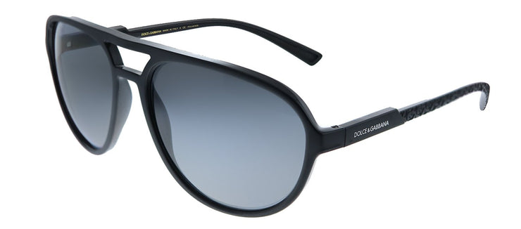 Dolce & Gabbana DG 6150 252581 Aviator Plastic Matte Black Sunglasses with Grey Polarized Lens