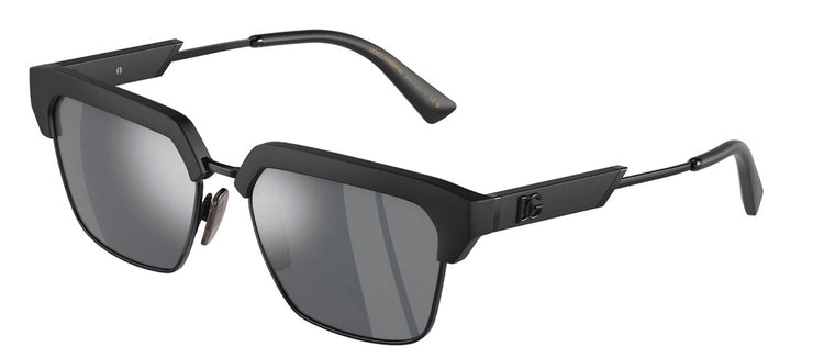 Dolce & Gabbana DG 6185 25256G Square Metal Black Sunglasses with Silver Mirror Lens