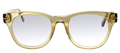 Tom Ford Blue Block FT 5560B 045 Square Plastic Brown Eyeglasses with Light Brown Plastic Frame And Temple