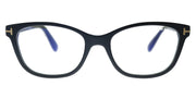 Tom Ford Soft FT 5638-B 001 Square Plastic Shiny Black Eyeglasses with Blue Block Lens