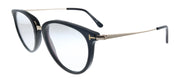 Tom Ford Soft FT 5640-B 001 Round Plastic Shiny Black And Rose Gold Eyeglasses with Blue Block Lens