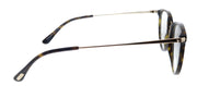 Tom Ford Soft FT 5640-B 052 Round Plastic Shiny Dark Havana And Gold Eyeglasses with Blue Block Lens
