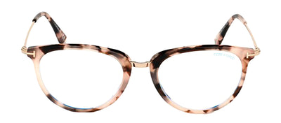 Tom Ford FT 5640-B 055 Round Plastic Havana Eyeglasses with Clear Lens