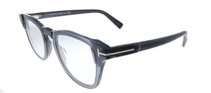 Tom Ford FT 5660-B 020 Round Plastic Shiny Transparent Grey Eyeglasses with Blue Block Lens