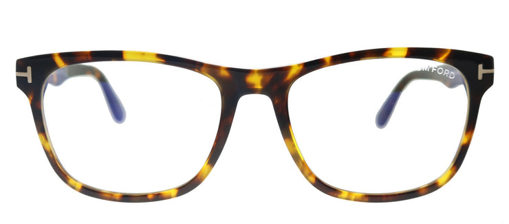 Tom Ford Soft FT 5662-B 056 Square Plastic Shiny Vintage Havana Eyeglasses with Blue Block Lens