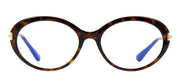 Tom Ford FT 5675-F-B 052 Oval Plastic Havana Eyeglasses with Logo Stamped Demo Lenses Lens
