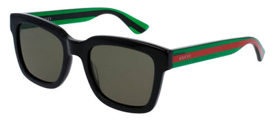 Gucci GG 0001SN 002 Square Plastic Black Sunglasses with Green Lens